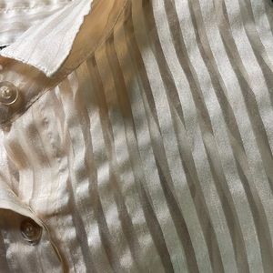 Sheer Cream Stripped Button-Up/ Branded By 18 Centimeters/ Size L
